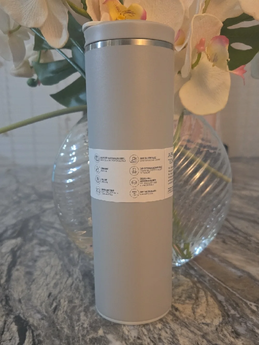 Stanley Matte Gray FlipTop Travel Mug with Silver Trim - Picture 2 of 2